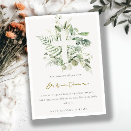 Eukalyptus Foliage Cross-Godvate-Vorschlag Einladu Dankeskarte