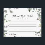 Eukalyptus Foliage Delight Wedding Advice Card Postkarte<br><div class="desc">Diese eukalyptus foliage Delight Hochzeitsratenkarte ist perfekt für eine moderne Hochzeit. Das Design zeichnet sich durch botanische Aquarellfarben, handgezeichnet eleganten Eukalyptus, inspirierend natürliche Schönheit. Diese Karten sind ideal für Hochzeiten, Brautparty, Babydusche, Graduiertenfest u.v.m. Personalisieren Sie die Karten mit den Namen der Braut und Bräutigam, den Eltern, die Sie werden oder...</div>