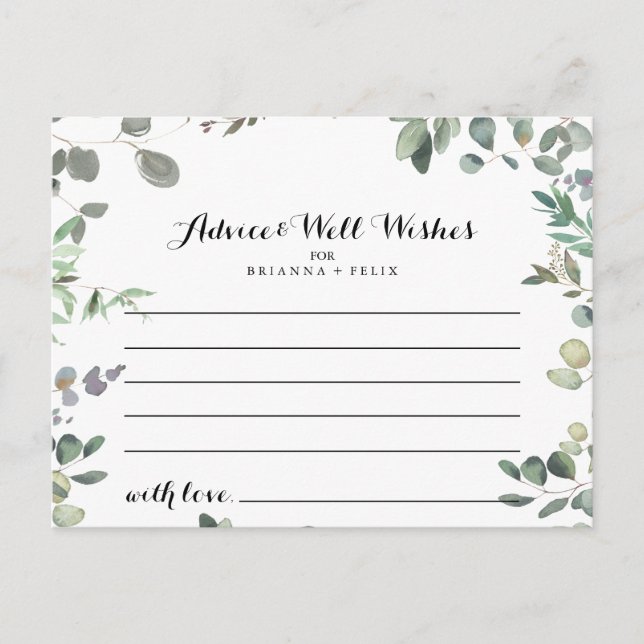 Eukalyptus Foliage Delight Wedding Advice Card Postkarte (Vorderseite)
