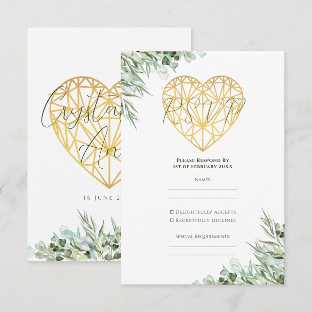 Eukalyptus foliage Formal Wedding RSVP Karte (Vorne/Hinten)