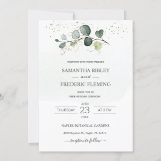 Eukalyptus Foliage Gold Blätter Einladung Hochzeit