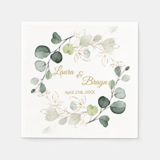 Eukalyptus Foliage Gold-Blätter Hochzeit Serviette