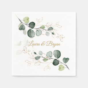 Eukalyptus Foliage Gold-Blätter Hochzeit Serviette