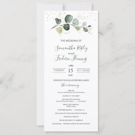 Eukalyptus Foliage Gold Blätter Hochzeitsprogramm