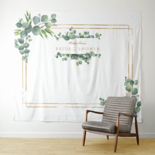 Eukalyptus Foliage Gold Frame Brautparty Prop Wandteppich