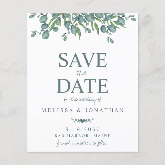 Eukalyptus Foliage Greenery Save the Date (Vorderseite)
