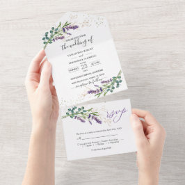 Eukalyptus Foliage Lila Lavendel Blume Hochzeit All In One Einladung