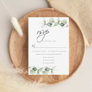 Eukalyptus Foliage Minimalistisch Botanische Hochz RSVP Karte