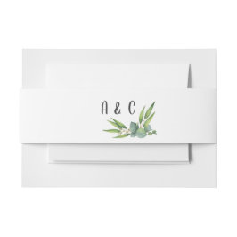 Eukalyptus Foliage Monogram Wedding Einladungsbanderole