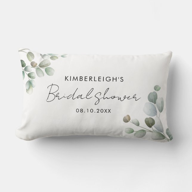Eukalyptus Foliage Script-Brautparty Lendenkissen (Vorderseite)
