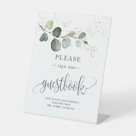 Eukalyptus Foliage Unterschrift Unsere Gästebuche Sockelschild