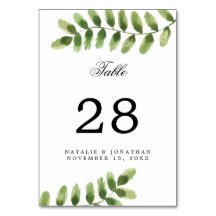 Eukalyptus Foliage Watercolor Wedding Number Chic