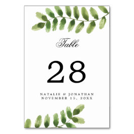 Eukalyptus Foliage Watercolor Wedding Number Chic Tischnummer