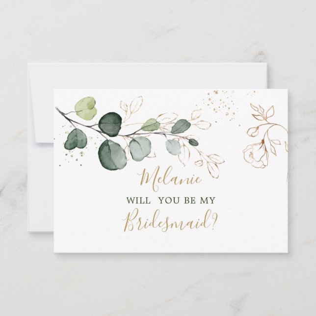 Eukalyptus Foliage Werden Sie meine Bridesmaid sei Karte (Vorderseite)