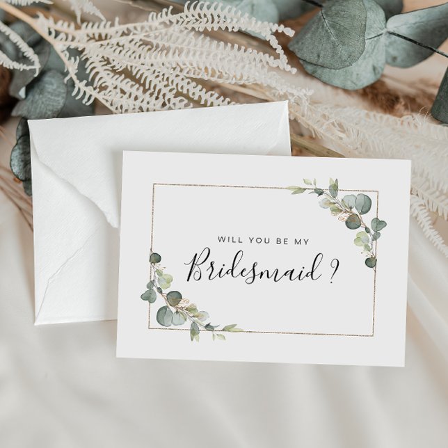 Eukalyptus foliage wird meine Bridesmaid-Karte sei Einladungspostkarte (Von Creator hochgeladen)