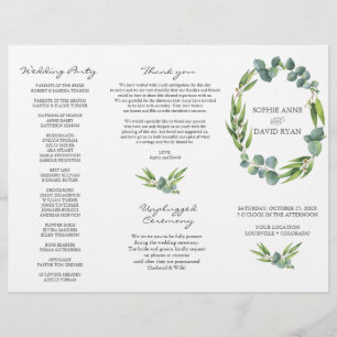 Eukalyptus Foliage Wreath Tri+Falten Hochzeitsprog Flyer