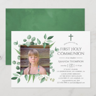 Eukalyptus Forest Greenery Erste Heilige Kommunion Einladung