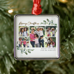 Eukalyptus Foto Goldfolie Frohe Weihnachten Ornament Aus Metall