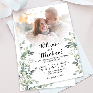 Eukalyptus FOTO Greenery Geometric Wedding Einladung