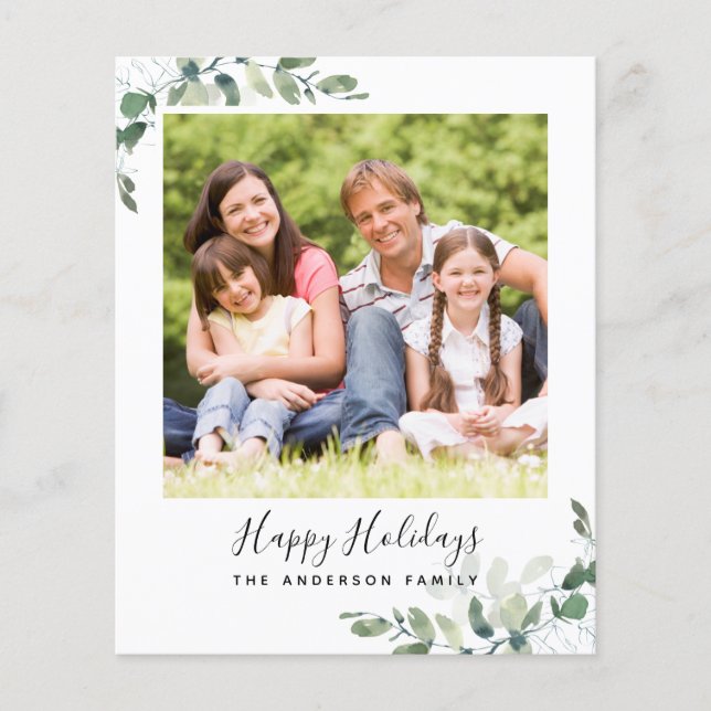 Eukalyptus Foto Happy Holidays Card (Vorderseite)