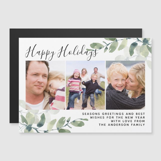 Eukalyptus Foto Happy Holidays Card Magnetkarte (Vorne/Hinten)
