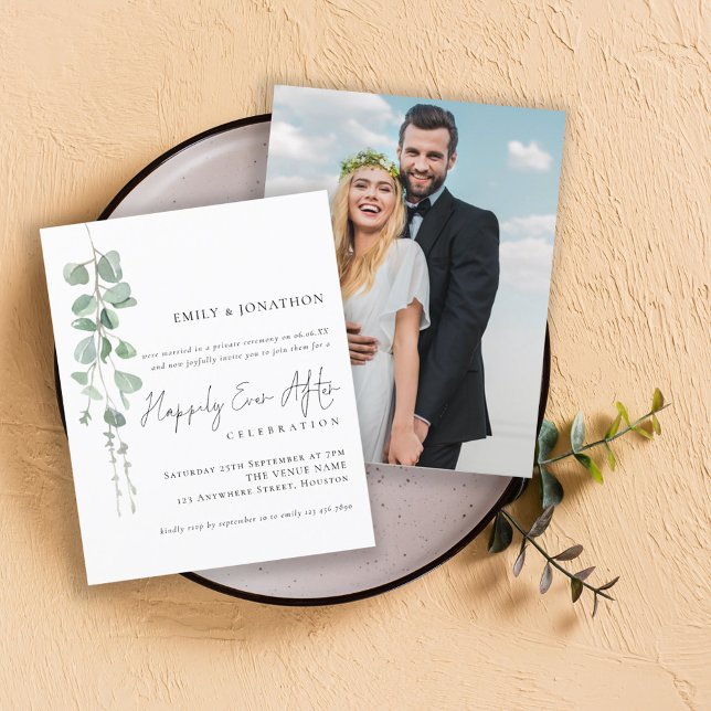 Eukalyptus-Foto Hochzeit glücklich je (Front and back view)