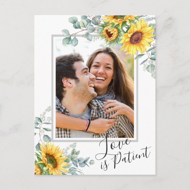 Eukalyptus-FOTO Hochzeitswechsel bei Sonnenblumen Postkarte (Vorderseite)