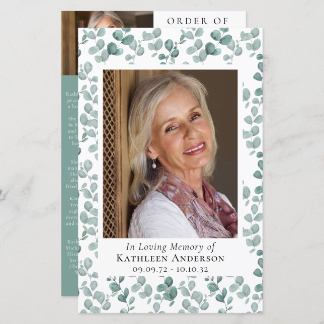 Eukalyptus-Foto-Memorandum-Service-Programm (Vorne/Hinten)