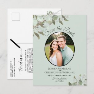 Eukalyptus & Foto-Minze-Hochzeit Sichern Sie das D Ankündigungspostkarte