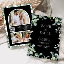 Eukalyptus Foto QR Code Black Wedding
