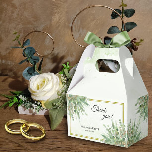 Eukalyptus Frame Green Gold Foliage Wedding Geschenkschachtel