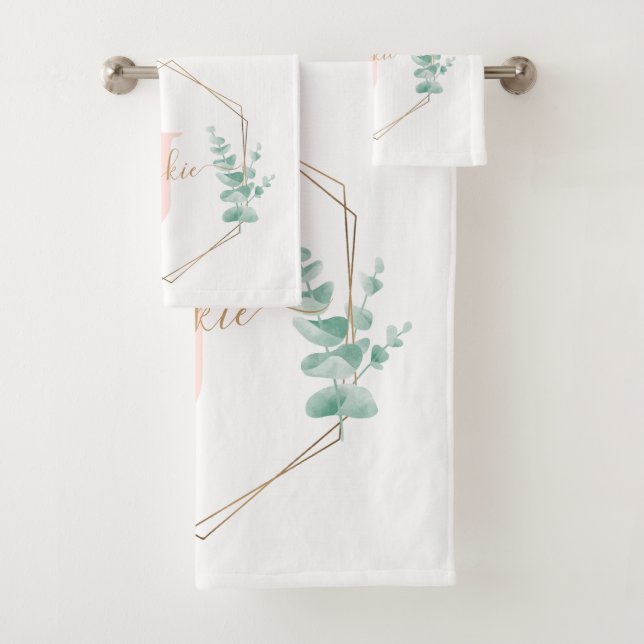 Eukalyptus-Frame-Monogramm Badhandtuch Set (Insitu)
