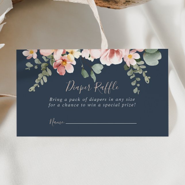 Eukalyptus Garden Rose Floral Diaper Raffel Ticket Begleitkarte (Von Creator hochgeladen)