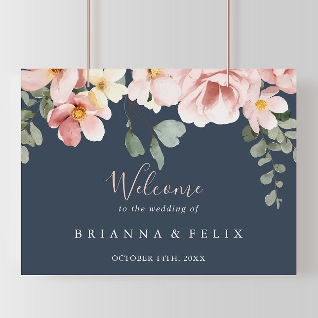 Eukalyptus Garden Rose Floral Wedding Welcome Sign Poster (Von Creator hochgeladen)