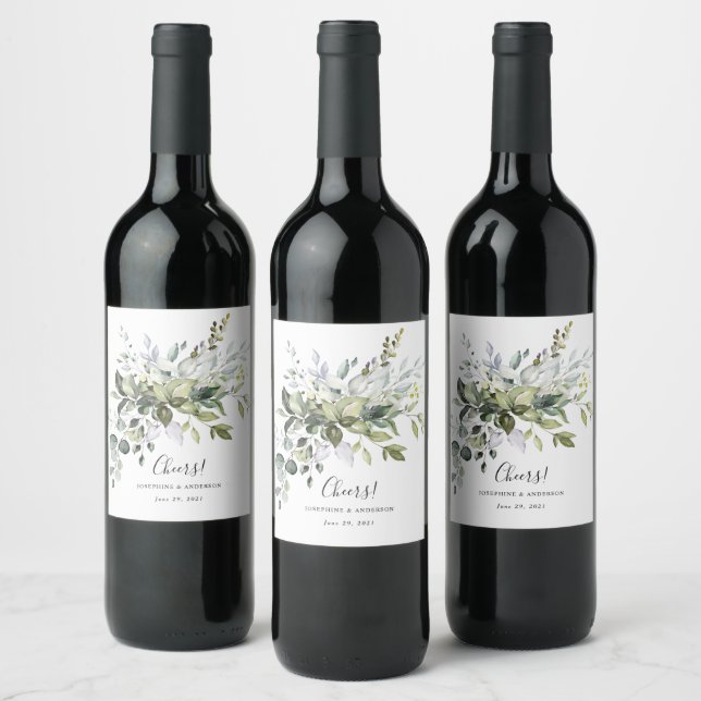 Eukalyptus-Gastgeschenke Hochzeiten Weinetikett (Flaschen)