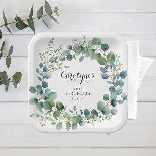 Eukalyptus Geburtstag Pappteller