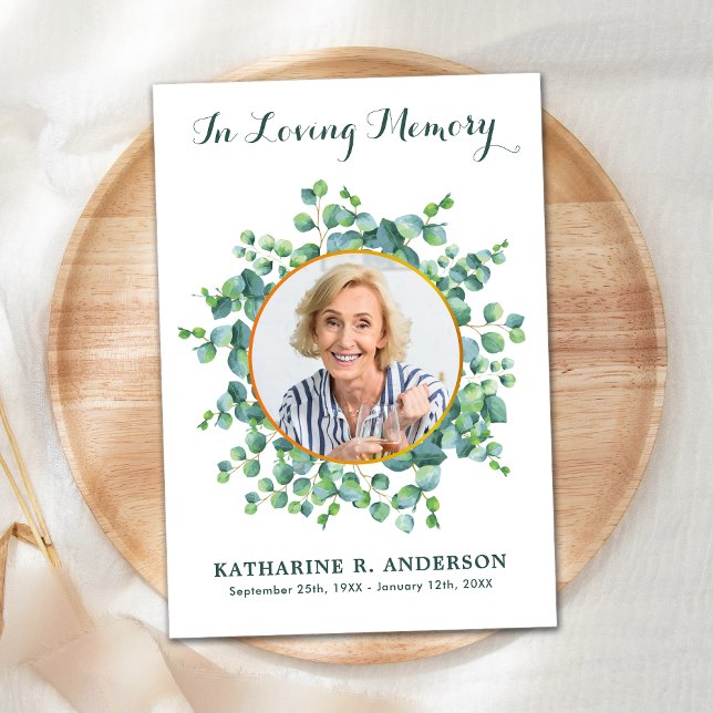 Eukalyptus-Gedächtnistraining-Foto-Beileid Dankeskarte (Von Creator hochgeladen)