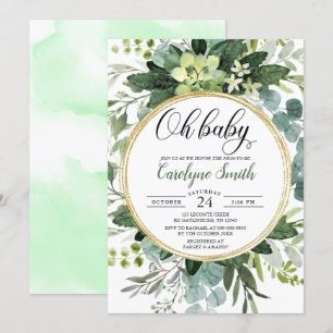 Eukalyptus Gender Neutral Oh Baby Dusche Einladung