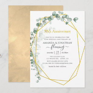 Eukalyptus Geometric 50. Hochzeitstag Einladung
