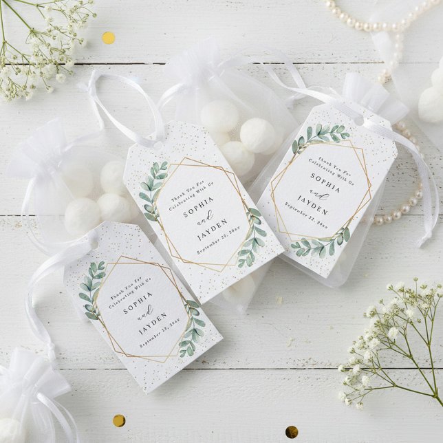 Eukalyptus Geometric Gold Foil Wedding Geschenkanhänger (Von Creator hochgeladen)