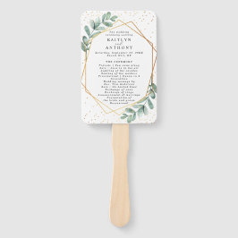 Eukalyptus Geometric Gold Foil Wedding Program Fächer
