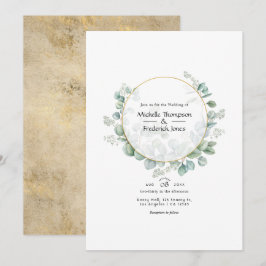 Eukalyptus Geometric Gold Wedding Einladung