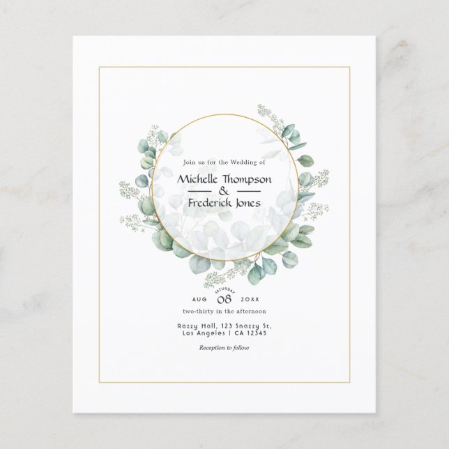 Eukalyptus Geometric Gold Wedding Flyer (Vorne)
