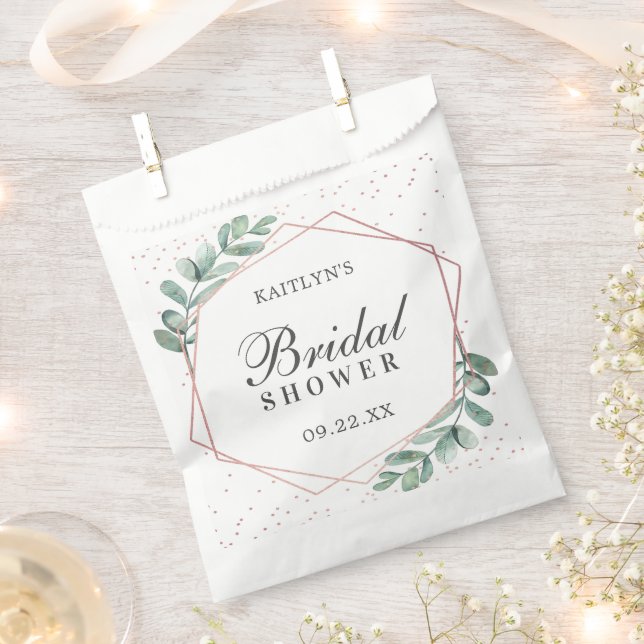 Eukalyptus Geometric Rose Gold Foil Brautparty Geschenktütchen (Ausgeschnitten)
