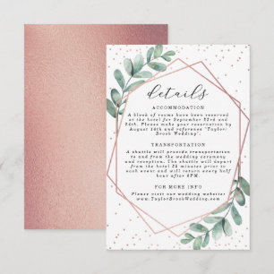 Eukalyptus Geometric Rose Gold Foil Wedding Begleitkarte