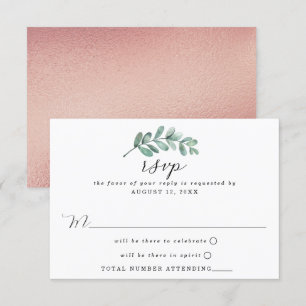 Eukalyptus Geometric Rose Gold Foil Wedding RSVP Karte