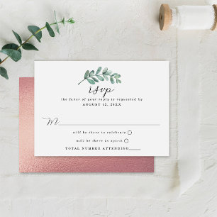 Eukalyptus Geometric Rose Gold Foil Wedding RSVP Karte