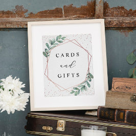 Eukalyptus Geometric Rose Gold Foil Wedding Sign Poster