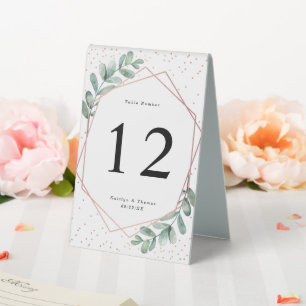 Eukalyptus Geometric Rose Gold Foil Wedding Tischaufsteller