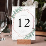 Eukalyptus Geometric Rose Gold Foil Wedding Tischnummer<br><div class="desc">Feiern Sie stilvoll mit diesen modernen und sehr trendigen Hochzeitskarten. Dieses Design lässt sich leicht mit Ihrer speziellen Veranstaltungssprache personalisieren und Ihre Gäste werden begeistert sein, wenn sie diese fabelhaften Tischnummern sehen. *** WIE SIE BESTELLEN *** Bitte passen Sie Ihre Tischnummer an und fügen Sie sie zu Ihrem Warenkorb hinzu....</div>